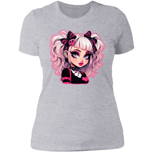 Halloween Pink Gothic Girl Ladies' Boyfriend T-Shirt