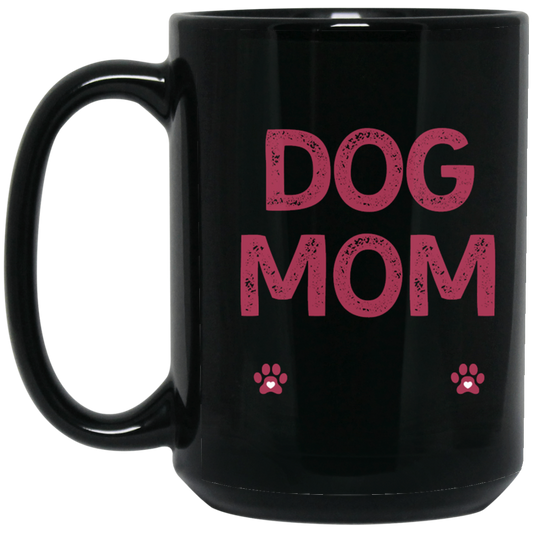 Dog Mom Black Mug